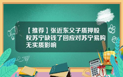 【推荐】张近东父子质押股权苏宁缺钱了回应对苏宁易购无实质影响