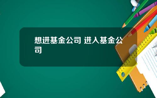 想进基金公司 进入基金公司