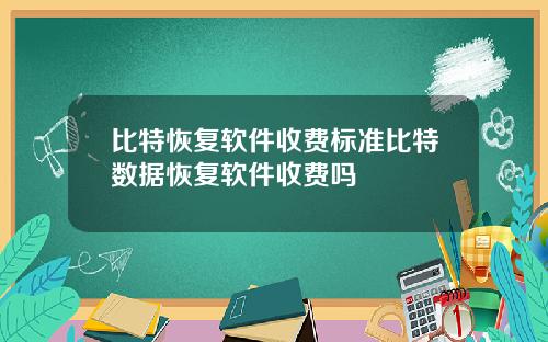 比特恢复软件收费标准比特数据恢复软件收费吗