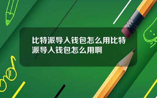 比特派导入钱包怎么用比特派导入钱包怎么用啊