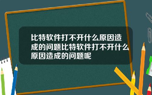 比特软件打不开什么原因造成的问题比特软件打不开什么原因造成的问题呢