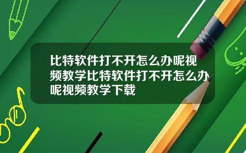 比特软件打不开怎么办呢视频教学比特软件打不开怎么办呢视频教学下载