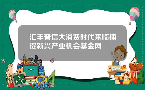 汇丰晋信大消费时代来临捕捉新兴产业机会基金网