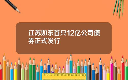 江苏如东首只12亿公司债券正式发行