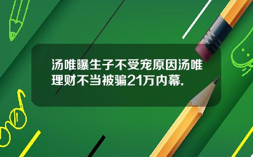 汤唯曝生子不受宠原因汤唯理财不当被骗21万内幕.