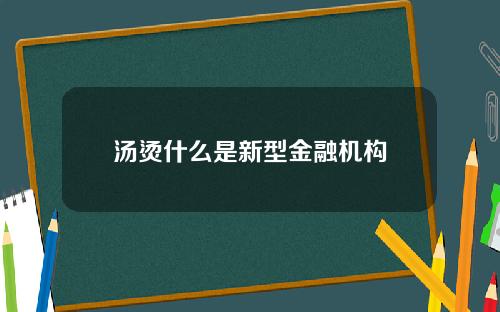 汤烫什么是新型金融机构