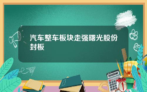 汽车整车板块走强曙光股份封板