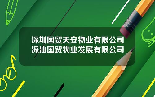 深圳国贸天安物业有限公司深汕国贸物业发展有限公司