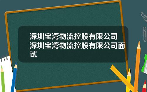 深圳宝湾物流控股有限公司深圳宝湾物流控股有限公司面试