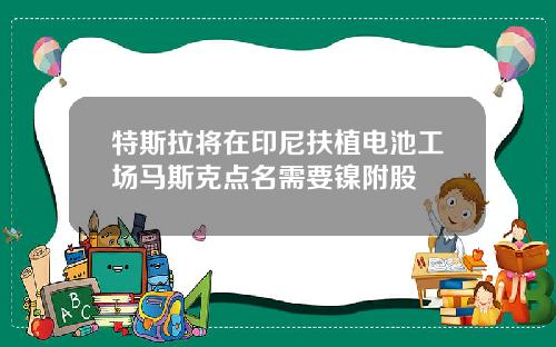 特斯拉将在印尼扶植电池工场马斯克点名需要镍附股