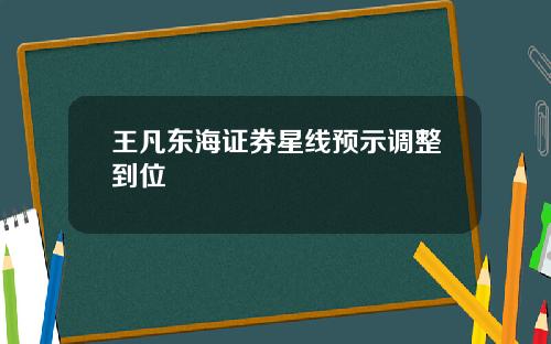 王凡东海证券星线预示调整到位