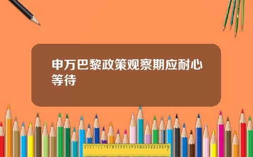 申万巴黎政策观察期应耐心等待