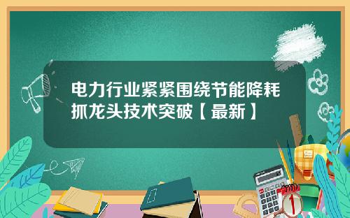 电力行业紧紧围绕节能降耗抓龙头技术突破【最新】