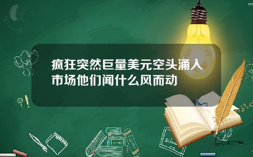 疯狂突然巨量美元空头涌入市场他们闻什么风而动