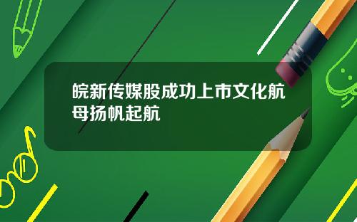 皖新传媒股成功上市文化航母扬帆起航