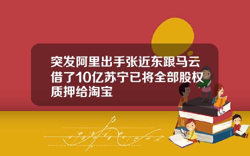 突发阿里出手张近东跟马云借了10亿苏宁已将全部股权质押给淘宝