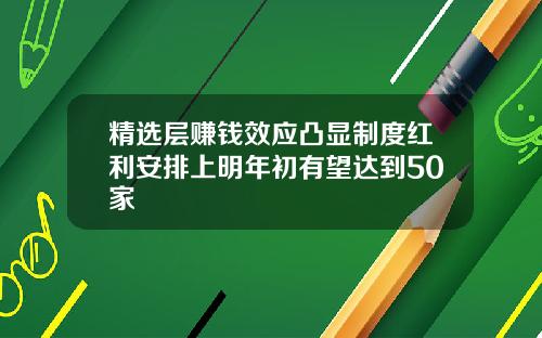 精选层赚钱效应凸显制度红利安排上明年初有望达到50家