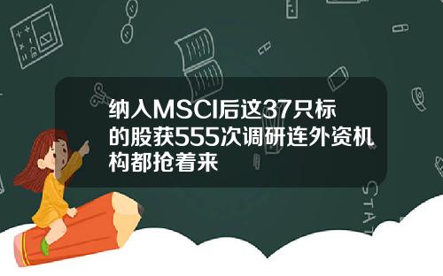 纳入MSCI后这37只标的股获555次调研连外资机构都抢着来