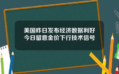 美国昨日发布经济数据利好今日留意金价下行技术信号