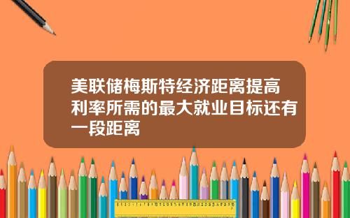 美联储梅斯特经济距离提高利率所需的最大就业目标还有一段距离