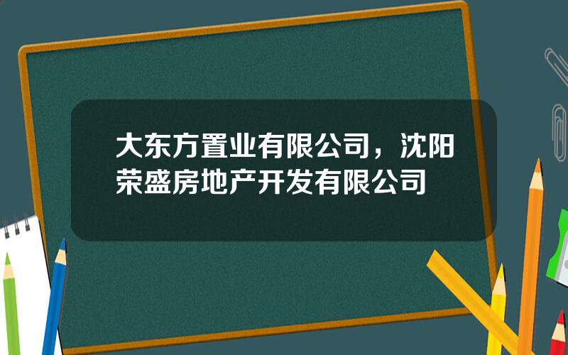 大东方置业有限公司，沈阳荣盛房地产开发有限公司