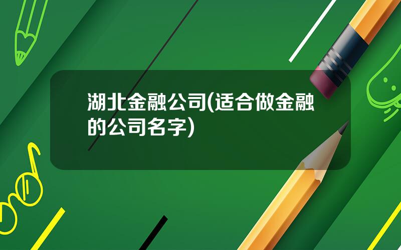 湖北金融公司(适合做金融的公司名字)