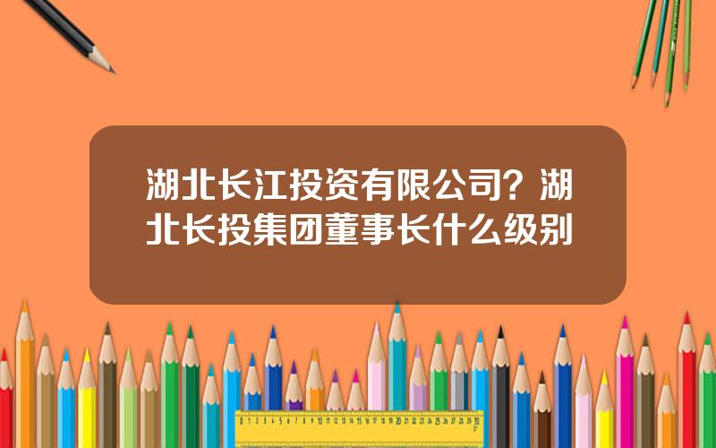 湖北长江投资有限公司？湖北长投集团董事长什么级别