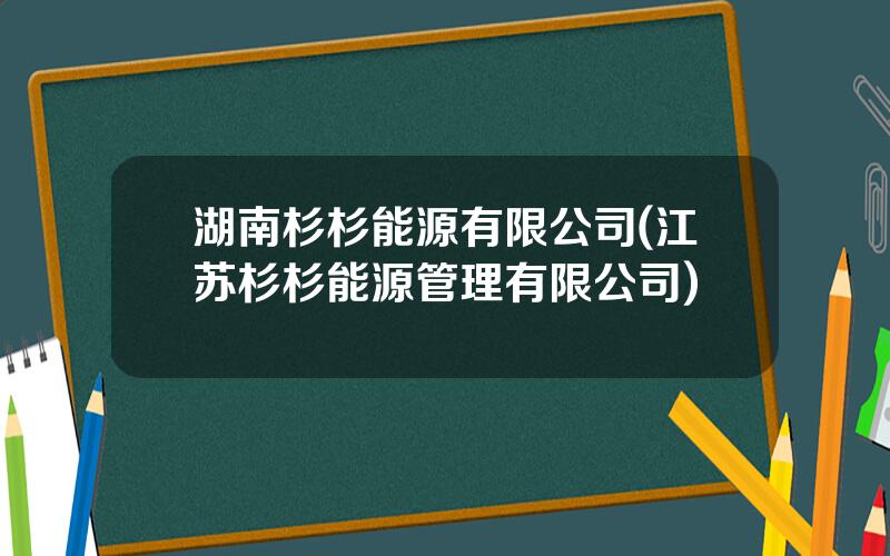 湖南杉杉能源有限公司(江苏杉杉能源管理有限公司)