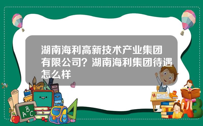 湖南海利高新技术产业集团有限公司？湖南海利集团待遇怎么样