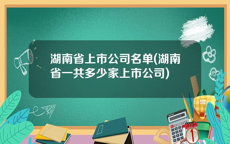 湖南省上市公司名单(湖南省一共多少家上市公司)