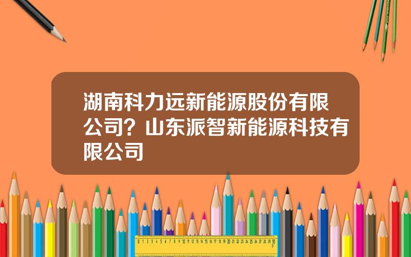 湖南科力远新能源股份有限公司？山东派智新能源科技有限公司