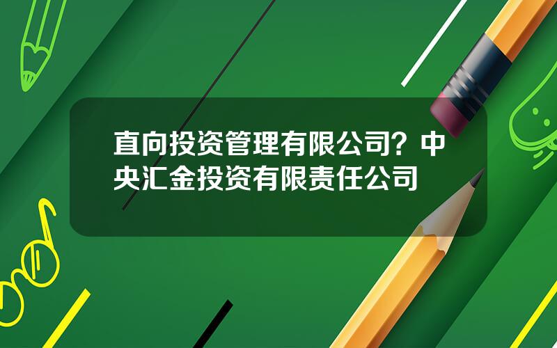 直向投资管理有限公司？中央汇金投资有限责任公司