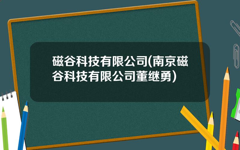 磁谷科技有限公司(南京磁谷科技有限公司董继勇)