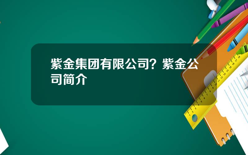 紫金集团有限公司？紫金公司简介