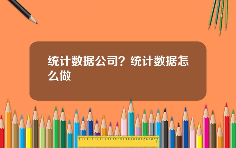 统计数据公司？统计数据怎么做