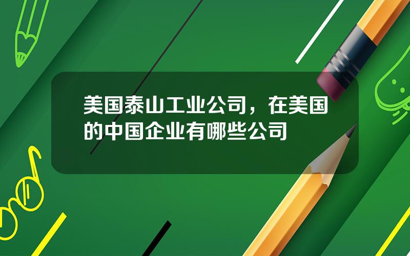 美国泰山工业公司，在美国的中国企业有哪些公司