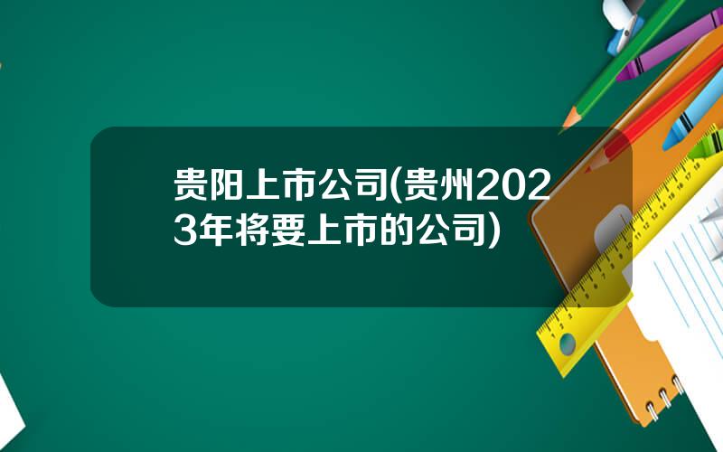 贵阳上市公司(贵州2023年将要上市的公司)