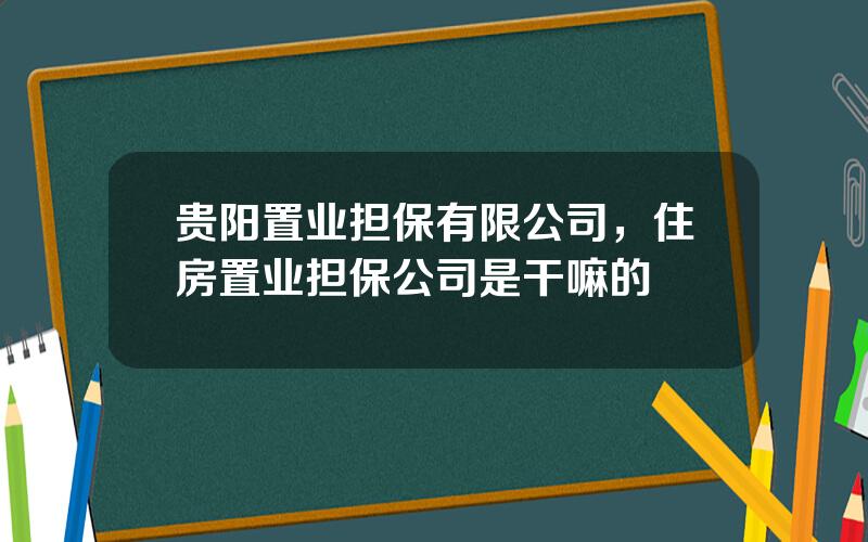 贵阳置业担保有限公司，住房置业担保公司是干嘛的