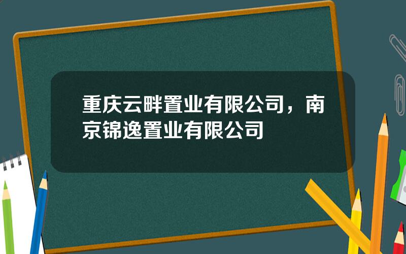 重庆云畔置业有限公司，南京锦逸置业有限公司